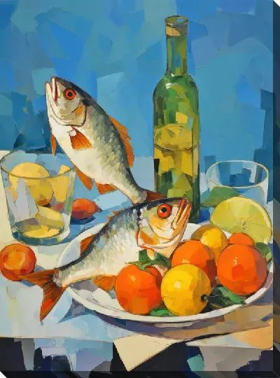 Картина маслом Натюрморт с рыбой №10