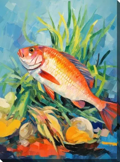 Картина маслом Натюрморт с рыбой №13