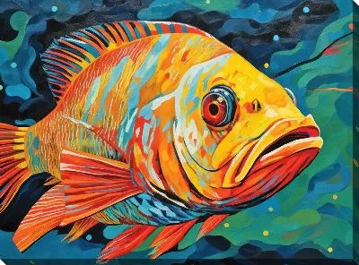 Картина маслом Рыба в стиле арт №40