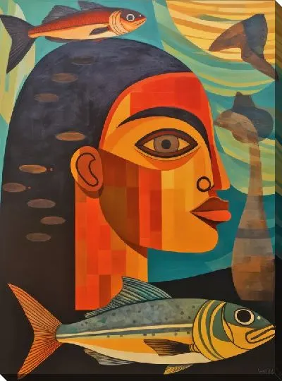 Картина маслом Рыба в стиле арт №41