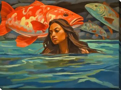 Картина маслом Рыба в стиле арт №42