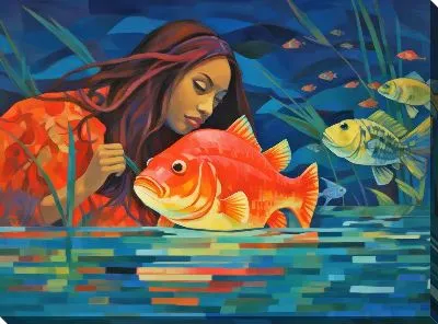 Картина маслом Рыбы в стиле арт №44