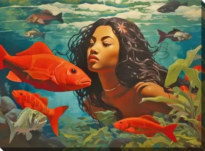 Картина маслом Рыбы в стиле арт №45