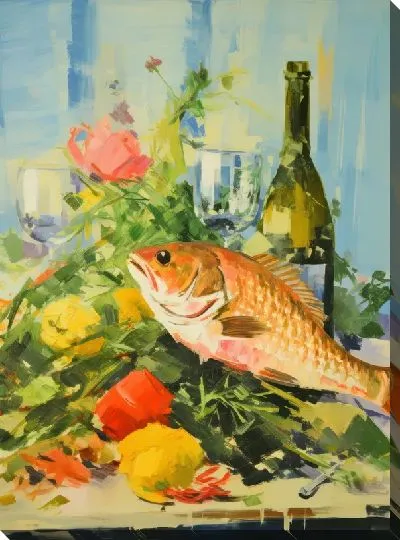 Картина маслом Натюрморт с рыбой №21