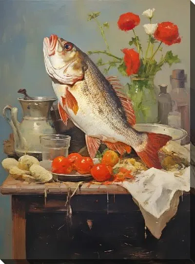 Картина маслом Натюрморт с рыбой №23