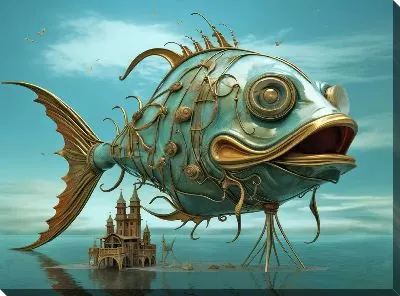 Картина маслом Рыба в стиле сюрреализма №10