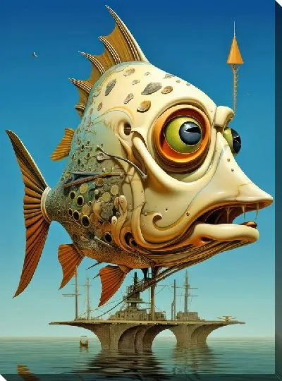 Картина маслом Рыба в стиле сюрреализма №13