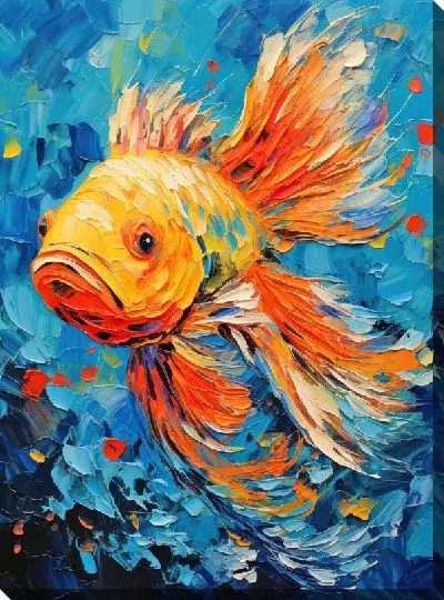 Картина маслом Рыба в стиле арт №48