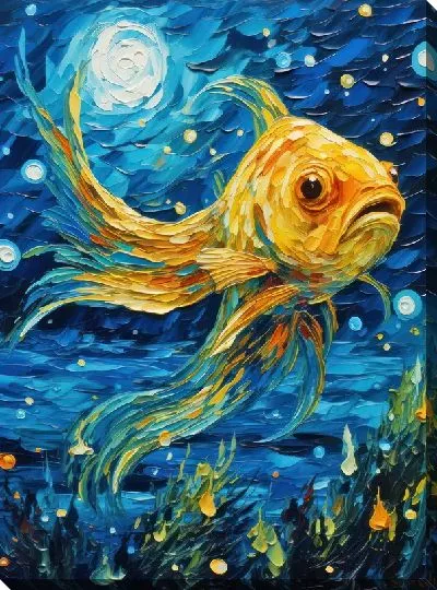 Картина маслом Рыба в стиле арт №49