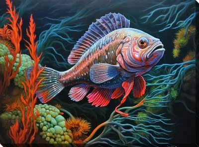 Картина маслом Рыба в стиле арт №50