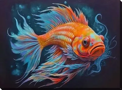 Картина маслом Рыба в стиле арт №54