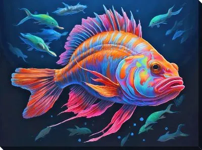Картина маслом Рыба в стиле арт №55