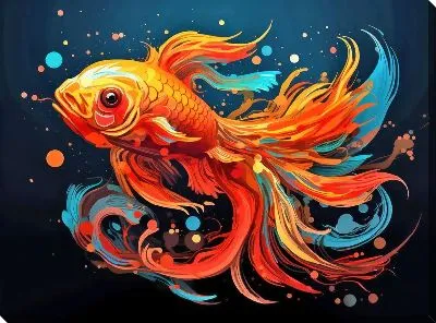 Картина маслом Рыба в стиле арт №58