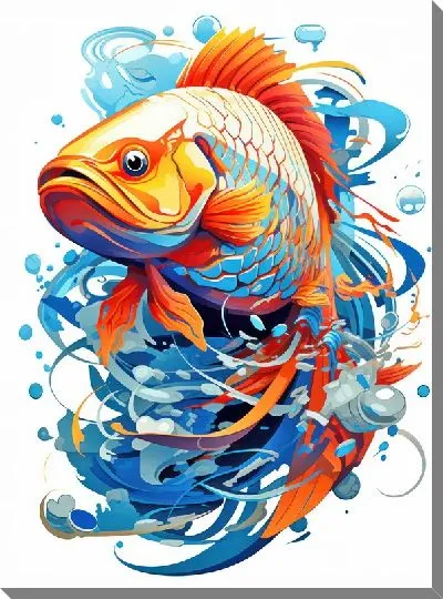 Картина маслом Рыба в стиле арт №59