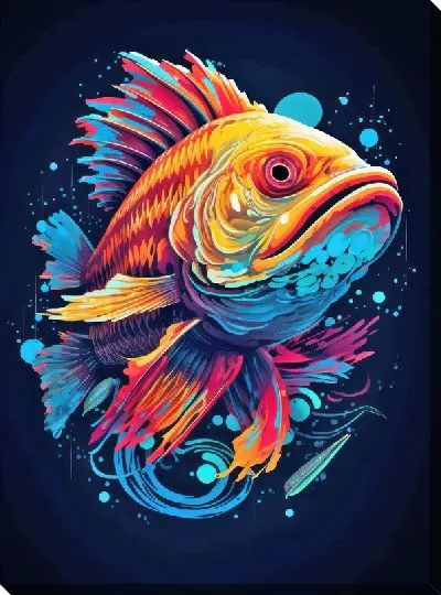 Картина маслом Рыба в стиле арт №60