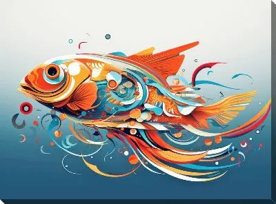 Картина маслом Рыба в стиле арт №61