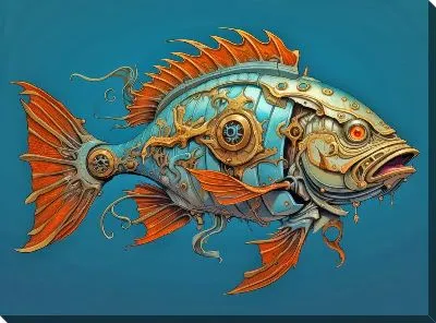 Картина маслом Рыба с арт стиле №60