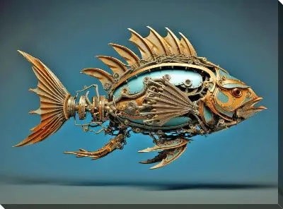 Картина маслом Рыба с арт стиле №61