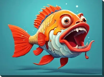 Картина маслом Рыба с арт стиле №63