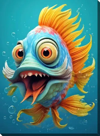 Картина маслом Рыба с арт стиле №65