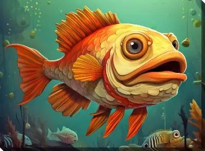 Картина маслом Рыба с арт стиле №67