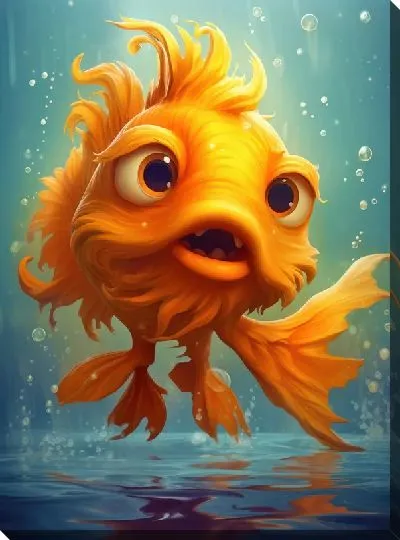 Картина маслом Рыба с арт стиле №68