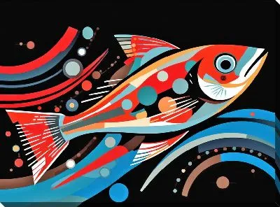 Картина маслом Рыба с арт стиле №70