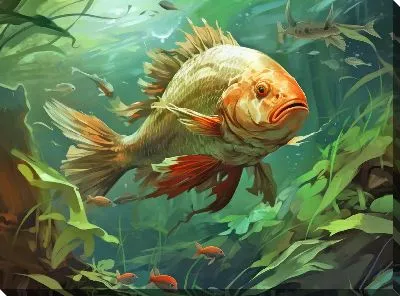 Картина маслом Рыба с арт стиле №73