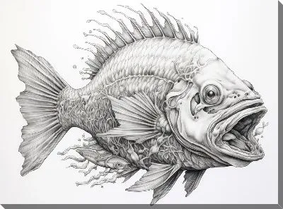 Картина маслом Рыба с арт стиле №75