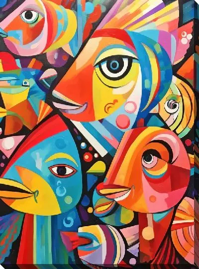 Картина маслом Рыба с арт стиле №81