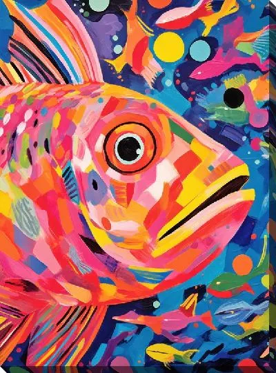 Картина маслом Рыба с арт стиле №82