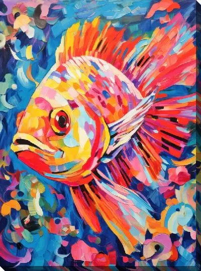 Картина маслом Рыба с арт стиле №83