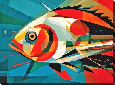 Картина маслом Рыба с арт стиле №85