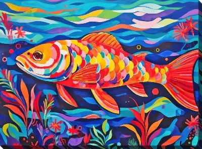 Картина маслом Рыба с арт стиле №87