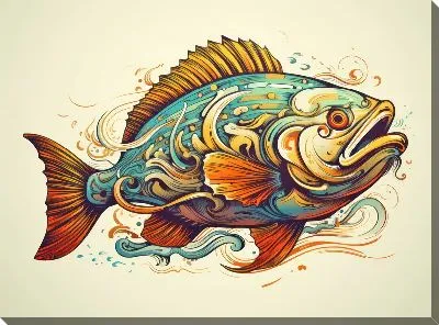 Картина маслом Рыба с арт стиле №89