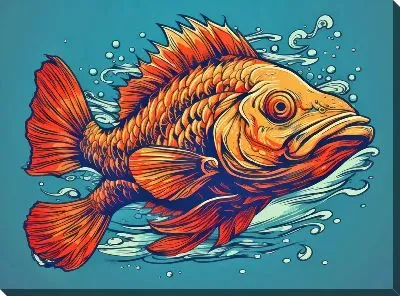 Картина маслом Рыба с арт стиле №90