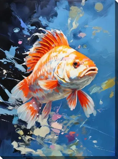 Картина маслом Рыба с арт стиле №93