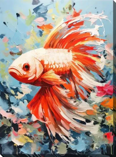 Картина маслом Рыба с арт стиле №95