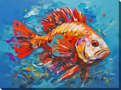 Картина маслом Рыба с арт стиле №96