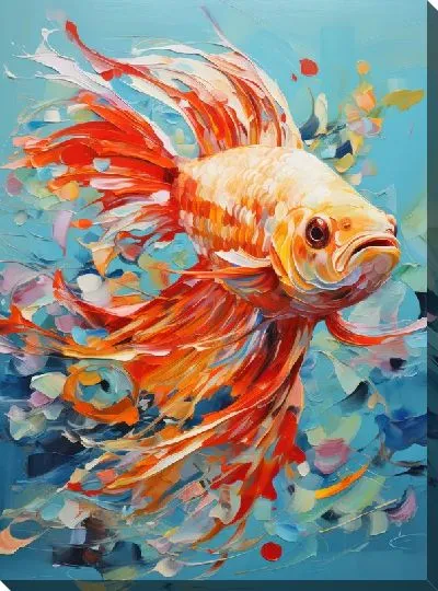 Картина маслом Рыба с арт стиле №98