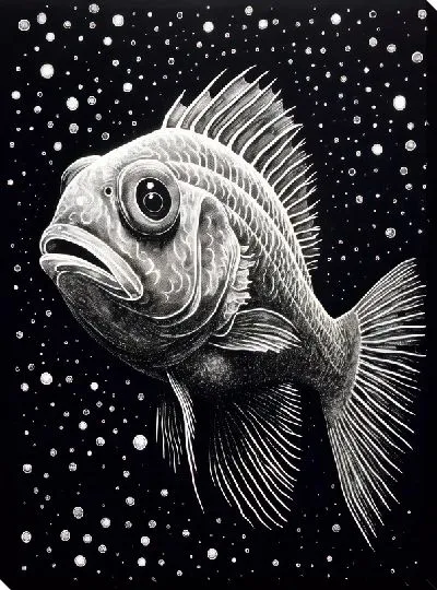 Картина маслом Рыба с арт стиле №99