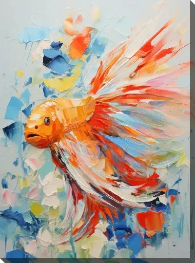 Картина маслом Рыба с арт стиле №101