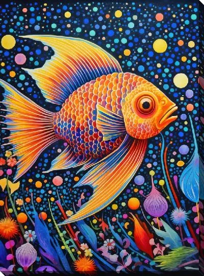 Картина маслом Рыба с арт стиле №102