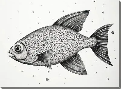 Картина маслом Рыба с арт стиле №104