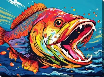 Картина маслом Рыба с арт стиле №105