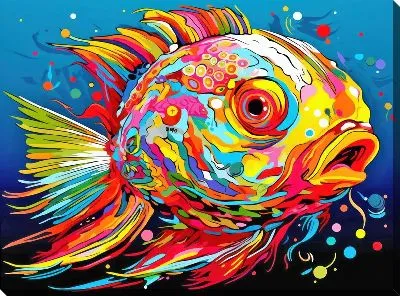 Картина маслом Рыба с арт стиле №106