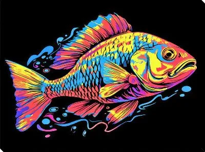 Картина маслом Рыба с арт стиле №107