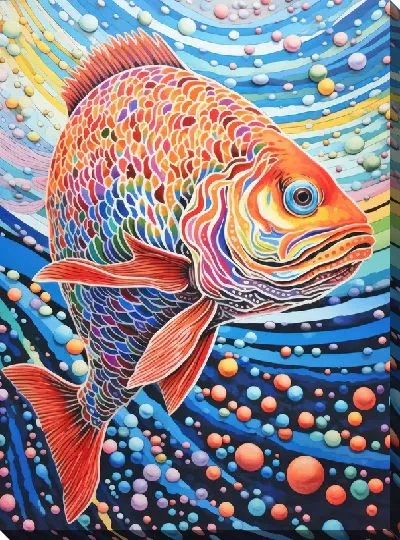 Картина маслом Рыба с арт стиле №108