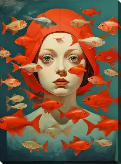 Картина маслом Рыба с арт стиле №110