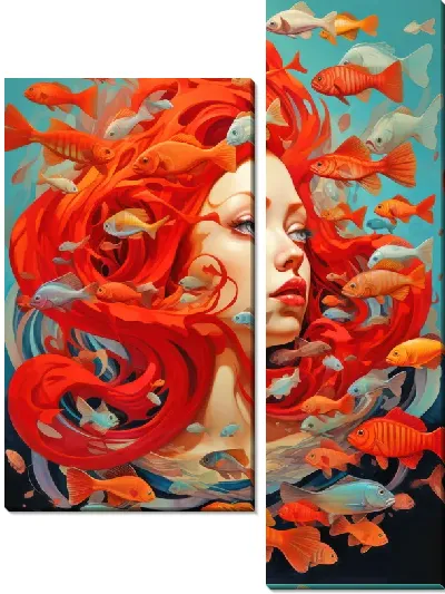 Модульная картина Рыба с арт стиле №111